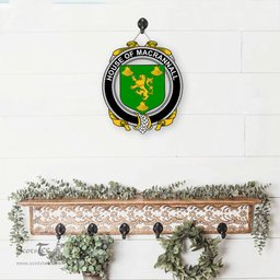 ScotsTee Shop Irish House of MACRANNALL REYNOLDS Coat of Arms Crest Ireland Wooden Hanging Wall Art Sign