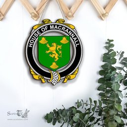 ScotsTee Shop Irish House of MACRANNALL REYNOLDS Coat of Arms Crest Ireland Wooden Hanging Wall Art Sign