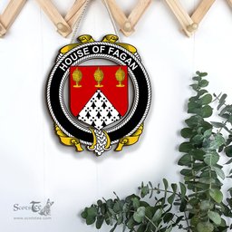 ScotsTee Shop Irish House of FAGAN Coat of Arms Crest Ireland Wooden Hanging Wall Art Sign