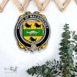 ScotsTee Shop Irish House of MACSWEENEY Coat of Arms Crest Ireland Wooden Hanging Wall Art Sign