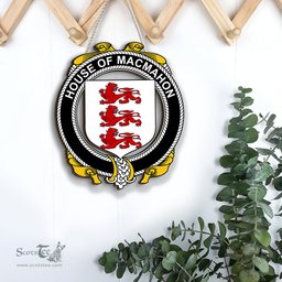ScotsTee Shop Irish House of MACMAHON Thomond Coat of Arms Crest Ireland Wooden Hanging Wall Art Sign