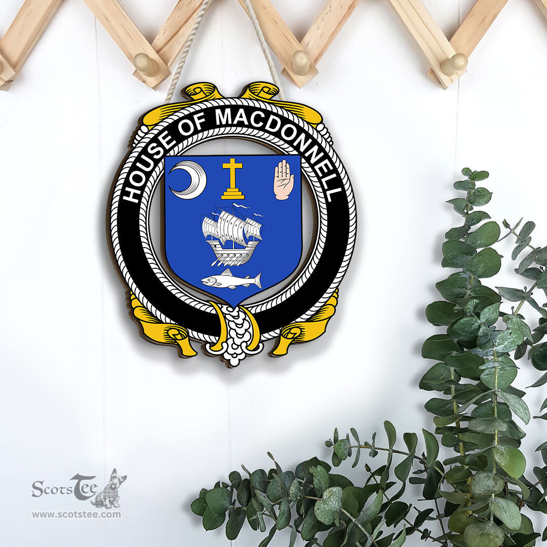 ScotsTee Shop Irish House of MACDONNELL Clare and Connacht Coat of Arms Crest Ireland Wooden Hanging Wall Art Sign