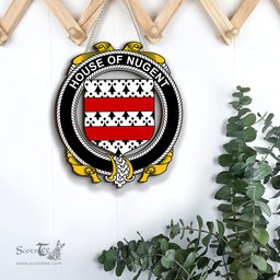 ScotsTee Shop Irish House of NUGENT Coat of Arms Crest Ireland Wooden Hanging Wall Art Sign