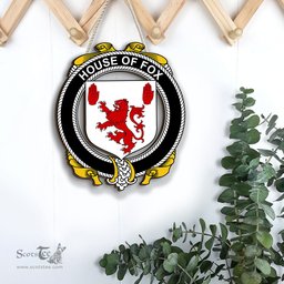 ScotsTee Shop Irish House of FOX Coat of Arms Crest Ireland Wooden Hanging Wall Art Sign