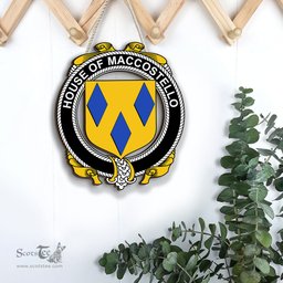 ScotsTee Shop Irish House of MACCOSTELLO Coat of Arms Crest Ireland Wooden Hanging Wall Art Sign