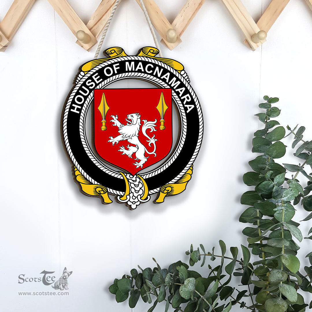 ScotsTee Shop Irish House of MACNAMARA Coat of Arms Crest Ireland Wooden Hanging Wall Art Sign