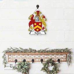 ScotsTee Shop Irish Forkin Coat of Arms Crest Ireland Wooden Hanging Wall Art Sign
