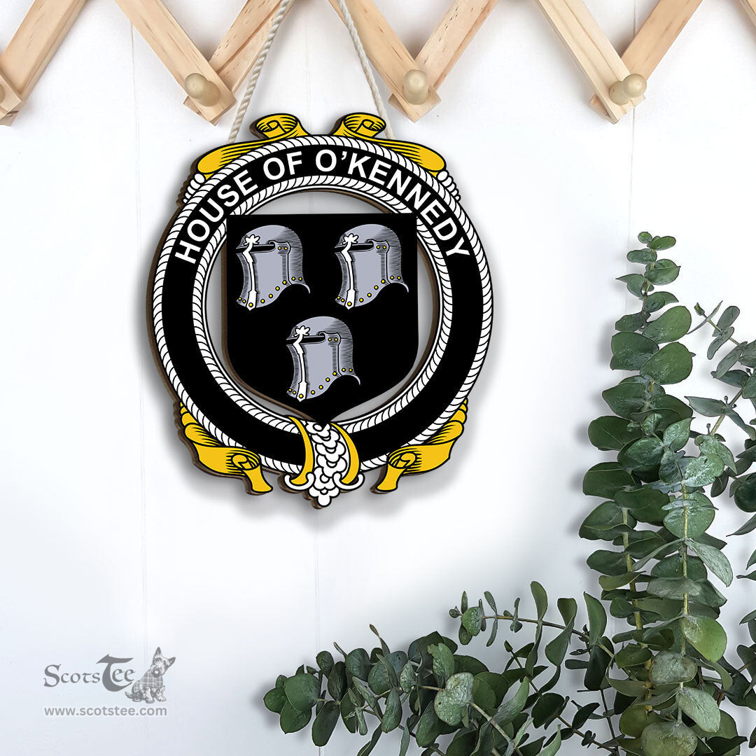 ScotsTee Shop Irish House of O KENNEDY Coat of Arms Crest Ireland Wooden Hanging Wall Art Sign