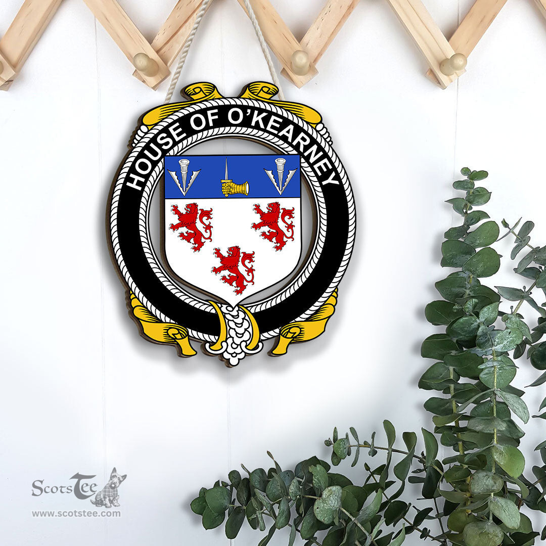 ScotsTee Shop Irish House of O KEARNEY Coat of Arms Crest Ireland Wooden Hanging Wall Art Sign