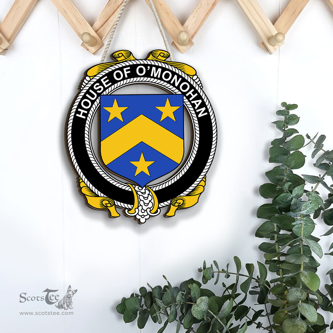 ScotsTee Shop Irish House of O MONOHAN Coat of Arms Crest Ireland Wooden Hanging Wall Art Sign