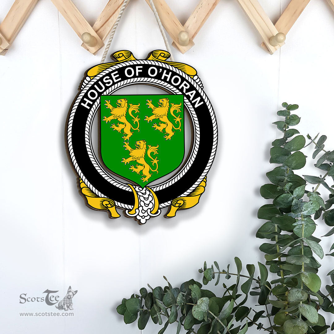 ScotsTee Shop Irish House of O HORAN Coat of Arms Crest Ireland Wooden Hanging Wall Art Sign