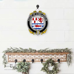 ScotsTee Shop Irish House of O MELAGHLIN Coat of Arms Crest Ireland Wooden Hanging Wall Art Sign