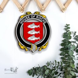 ScotsTee Shop Irish House of ROCHE Coat of Arms Crest Ireland Wooden Hanging Wall Art Sign