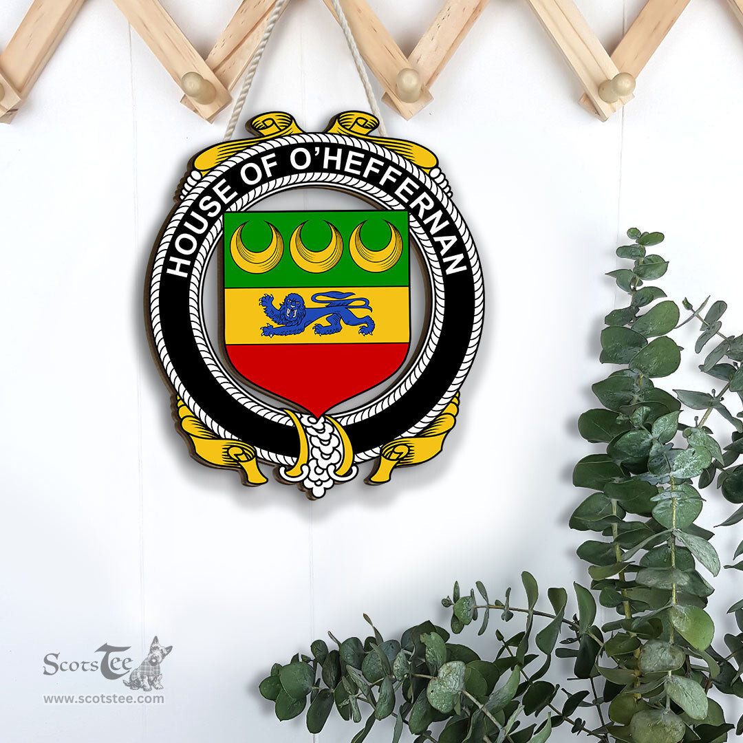 ScotsTee Shop Irish House of O HEFFERNAN Coat of Arms Crest Ireland Wooden Hanging Wall Art Sign