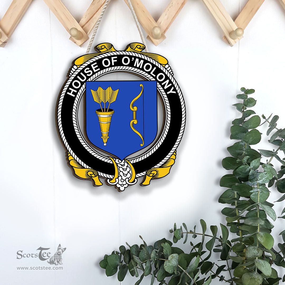ScotsTee Shop Irish House of O MOLONY Coat of Arms Crest Ireland Wooden Hanging Wall Art Sign