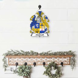 ScotsTee Shop Irish McGrail Coat of Arms Crest Ireland Wooden Hanging Wall Art Sign