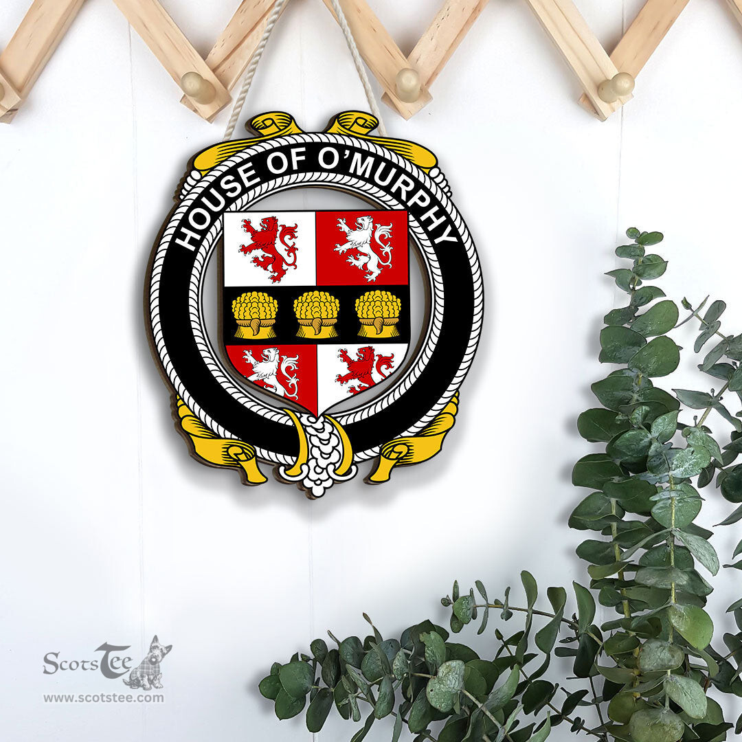 ScotsTee Shop Irish House of O MURPHY Muskerry Coat of Arms Crest Ireland Wooden Hanging Wall Art Sign