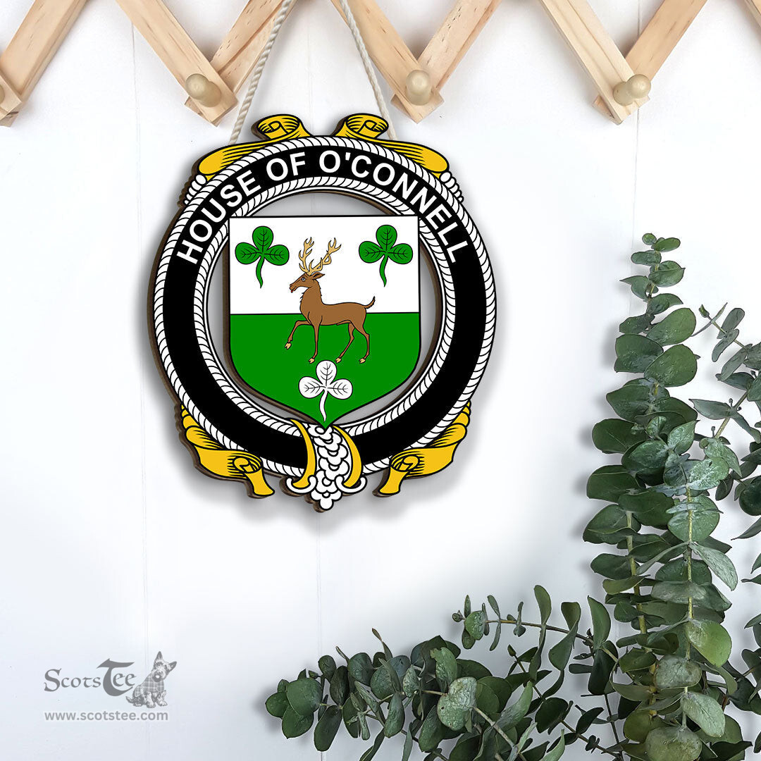ScotsTee Shop Irish House of O CONNELL Coat of Arms Crest Ireland Wooden Hanging Wall Art Sign