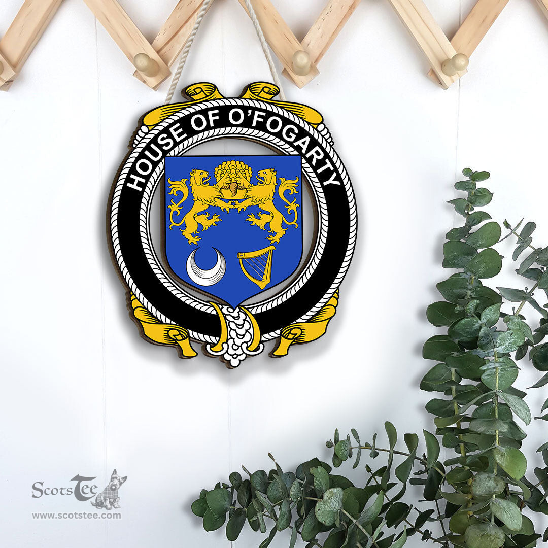 ScotsTee Shop Irish House of O FOGARTY Coat of Arms Crest Ireland Wooden Hanging Wall Art Sign