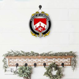 ScotsTee Shop Irish House of O MEEHAN Coat of Arms Crest Ireland Wooden Hanging Wall Art Sign