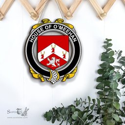 ScotsTee Shop Irish House of O MEEHAN Coat of Arms Crest Ireland Wooden Hanging Wall Art Sign