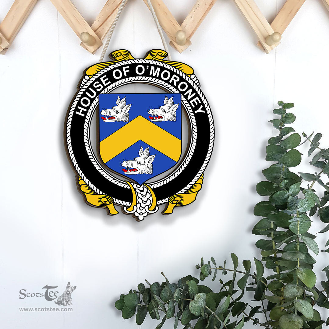 ScotsTee Shop Irish House of O MORONEY Coat of Arms Crest Ireland Wooden Hanging Wall Art Sign