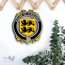 ScotsTee Shop Irish House of O ROURKE Coat of Arms Crest Ireland Wooden Hanging Wall Art Sign