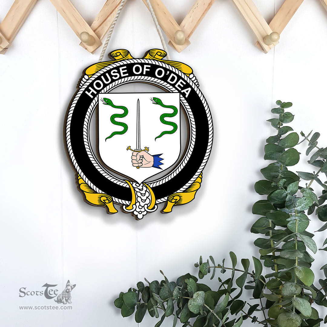 ScotsTee Shop Irish House of O DEA Coat of Arms Crest Ireland Wooden Hanging Wall Art Sign