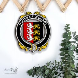 ScotsTee Shop Irish House of O GRADY Coat of Arms Crest Ireland Wooden Hanging Wall Art Sign