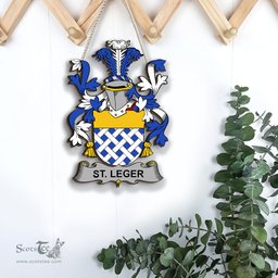 ScotsTee Shop Irish St.Leger Coat of Arms Crest Ireland Wooden Hanging Wall Art Sign