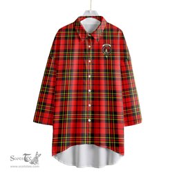 ScotsTee Shop Scottish Brodie Modern Clan Crest Tartan Womens Elbow Sleeve Chiffon Shirt