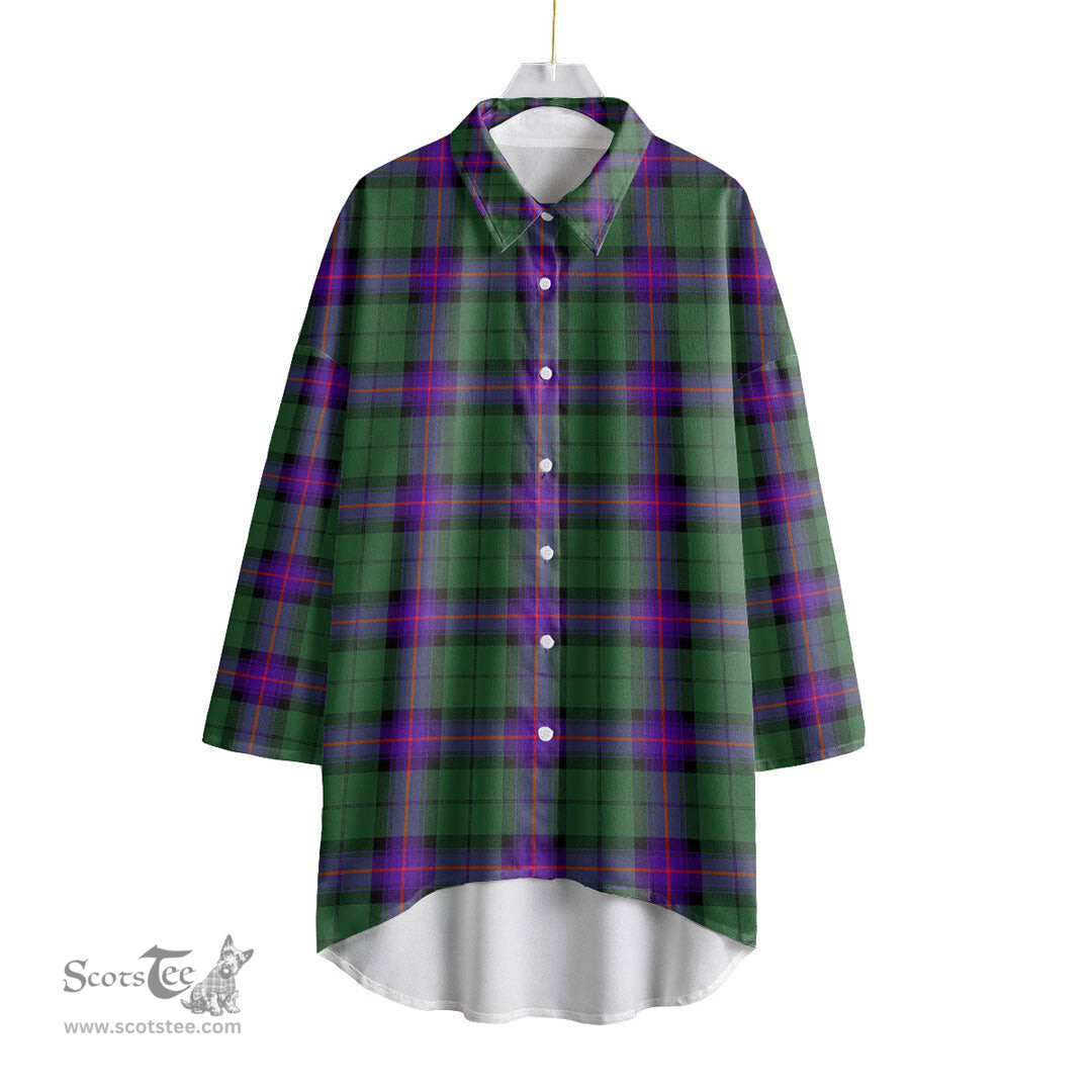 ScotsTee Shop Scottish Armstrong Modern Clan Tartan Womens Elbow Sleeve Chiffon Shirt