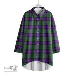 ScotsTee Shop Scottish Armstrong Modern Clan Tartan Womens Elbow Sleeve Chiffon Shirt