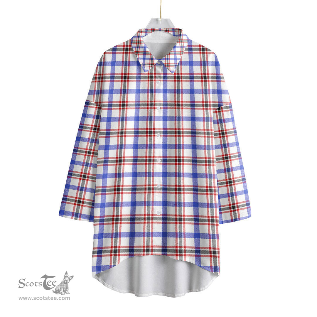 ScotsTee Shop Scottish Boswell Modern Clan Tartan Womens Elbow Sleeve Chiffon Shirt