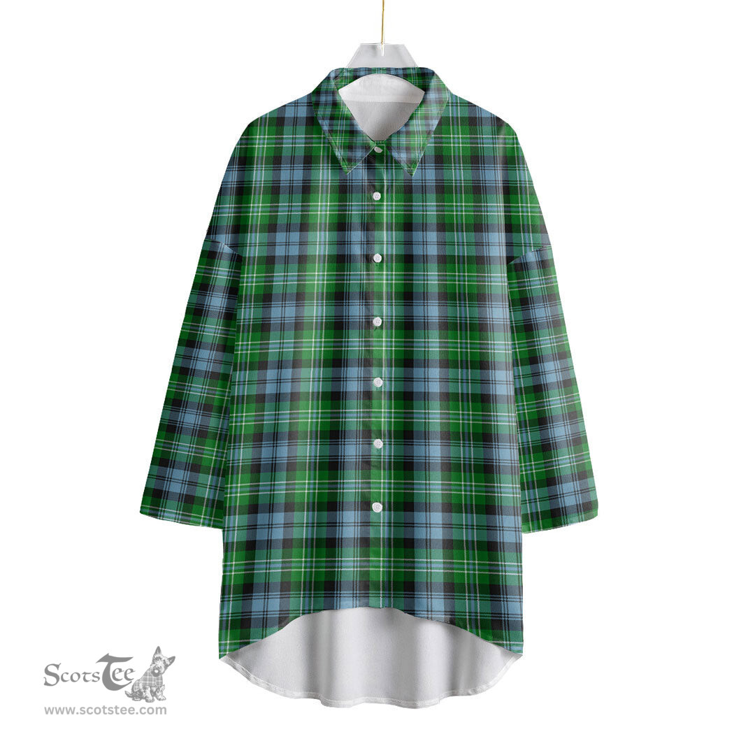 ScotsTee Shop Scottish Arbuthnot Ancient Clan Tartan Womens Elbow Sleeve Chiffon Shirt