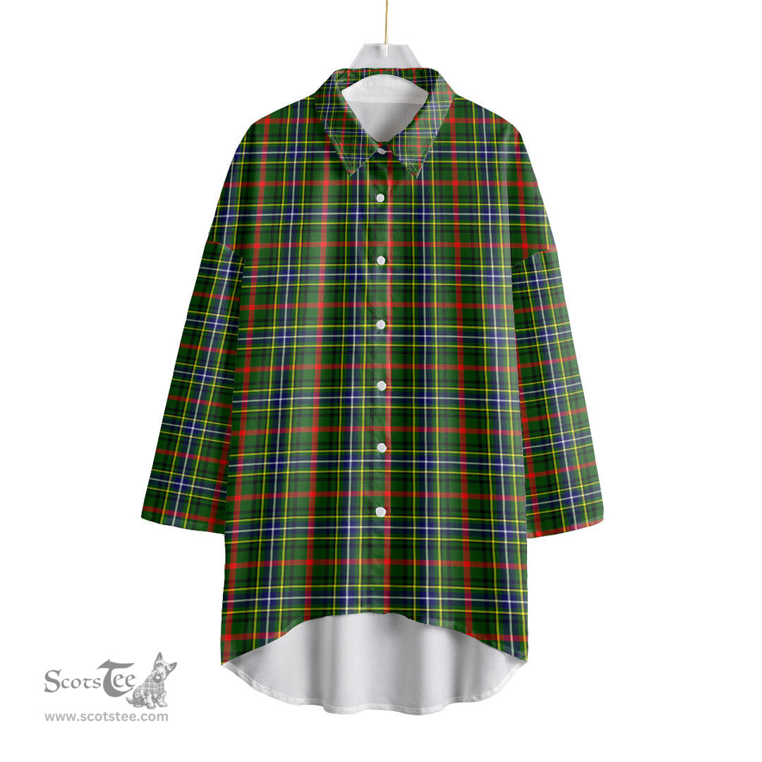 ScotsTee Shop Scottish Bisset Clan Tartan Womens Elbow Sleeve Chiffon Shirt
