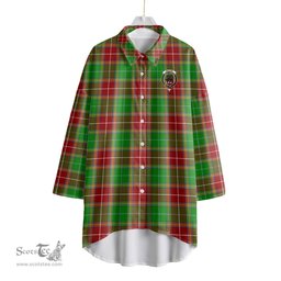 ScotsTee Shop Scottish Baxter Modern Clan Crest Tartan Womens Elbow Sleeve Chiffon Shirt