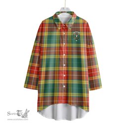 ScotsTee Shop Scottish Buchanan Old Sett Clan Crest Tartan Womens Elbow Sleeve Chiffon Shirt