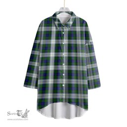 ScotsTee Shop Scottish Blackwatch Dress Modern Clan Tartan Womens Elbow Sleeve Chiffon Shirt
