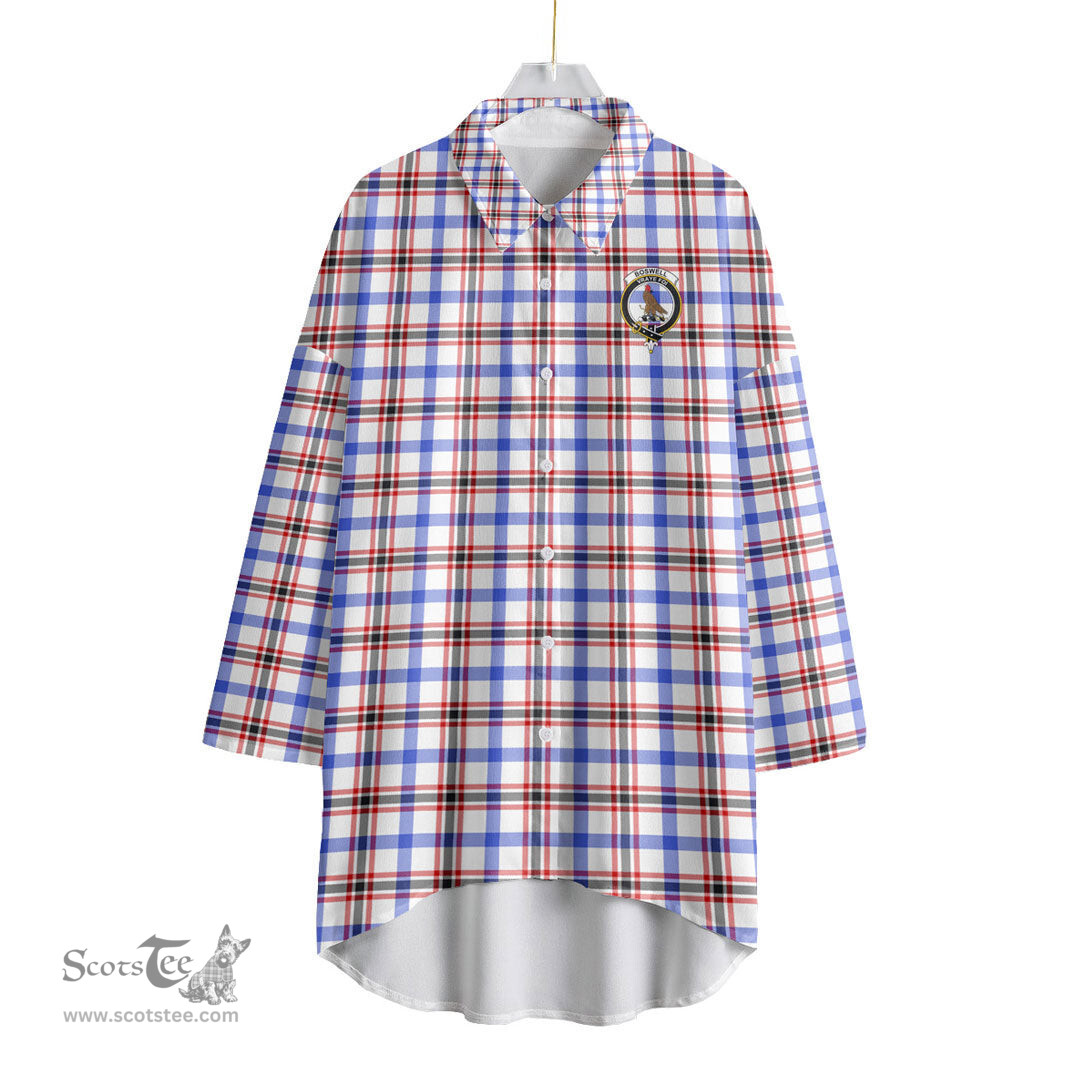 ScotsTee Shop Scottish Boswell Modern Clan Crest Tartan Womens Elbow Sleeve Chiffon Shirt