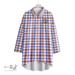 ScotsTee Shop Scottish Boswell Modern Clan Crest Tartan Womens Elbow Sleeve Chiffon Shirt