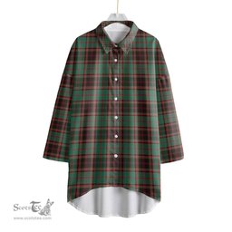 ScotsTee Shop Scottish Buchan Ancient Clan Tartan Womens Elbow Sleeve Chiffon Shirt