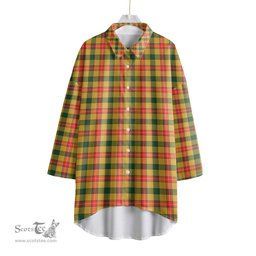 ScotsTee Shop Scottish Baxter Clan Tartan Womens Elbow Sleeve Chiffon Shirt