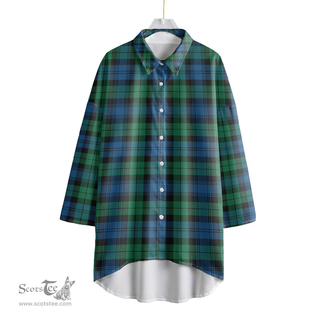 ScotsTee Shop Scottish Blackwatch Ancient Clan Tartan Womens Elbow Sleeve Chiffon Shirt