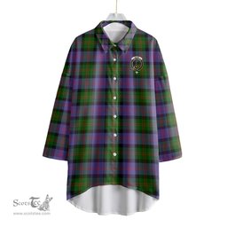 ScotsTee Shop Scottish Blair Modern Clan Crest Tartan Womens Elbow Sleeve Chiffon Shirt