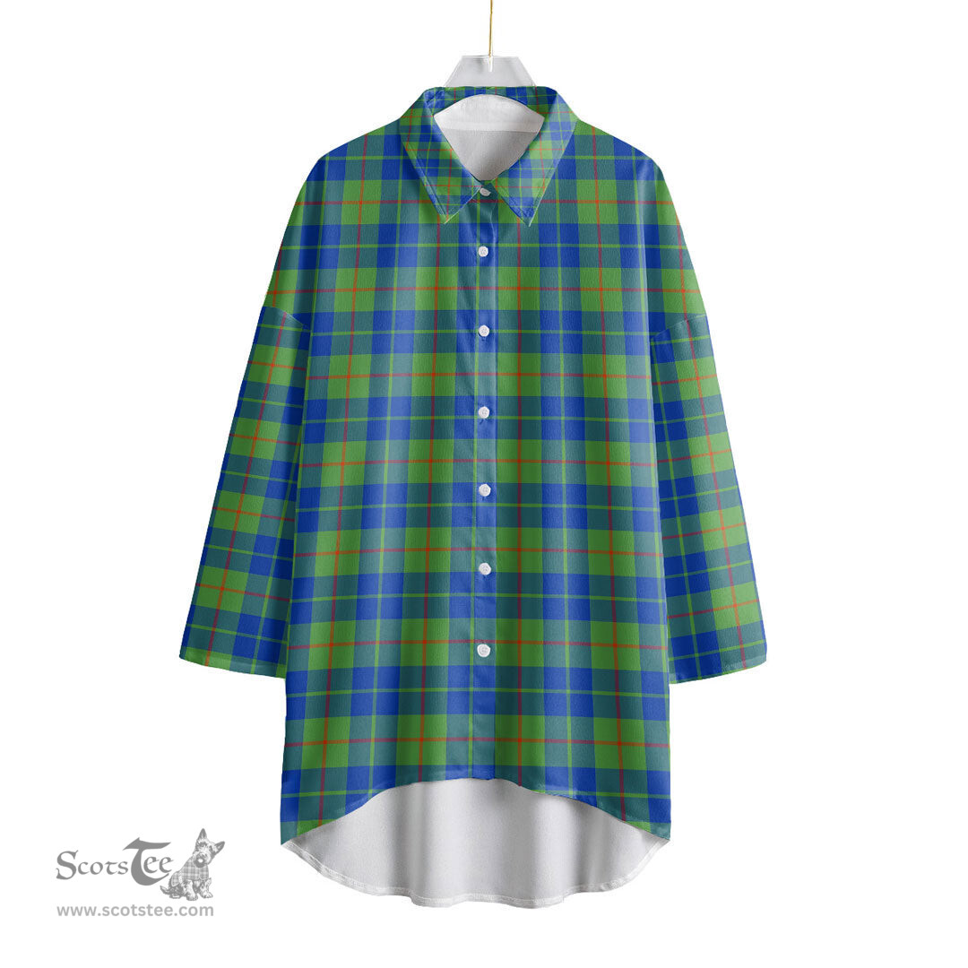 ScotsTee Shop Scottish Barclay Hunting Ancient Clan Tartan Womens Elbow Sleeve Chiffon Shirt