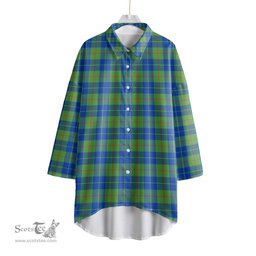 ScotsTee Shop Scottish Barclay Hunting Ancient Clan Tartan Womens Elbow Sleeve Chiffon Shirt