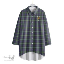 ScotsTee Shop Scottish Campbell Argyll Modern Clan Crest Tartan Womens Elbow Sleeve Chiffon Shirt
