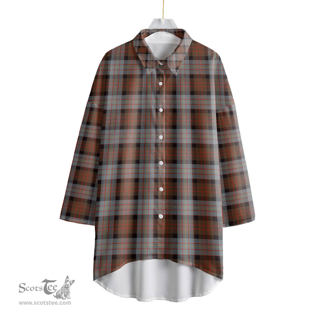 ScotsTee Shop Scottish Cameron of Erracht Weathered Clan Tartan Womens Elbow Sleeve Chiffon Shirt