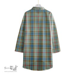 ScotsTee Shop Scottish Balfour Blue Clan Crest Tartan Womens Elbow Sleeve Chiffon Shirt